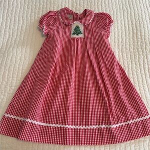 Marmellata Smocked Dress Christmas Tree Red Gingham 3T
